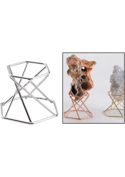 Mineral Metal Şövale Ekran Standı Taş Kaya Tutucu Ev Odası Dekor Gümüş (Yurt Dışından) fırsatları