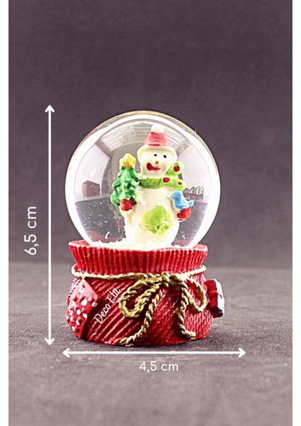 Yeni Yıl Kardan Adam Temalı Mini Boy Kar Küresi 6,5 cm