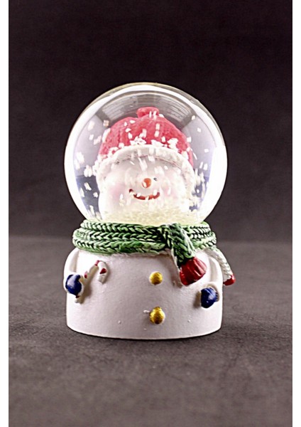 Yılbaşı Tombik Kardan Adam Temalı Mini Boy Işıklı Kar Küresi 6,5 cm A