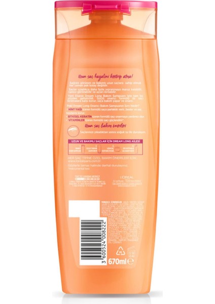 Loreal Paris Elseve Dream Long Onarıcı Bakım Şampuanı 670 ml Şampuan modelleri