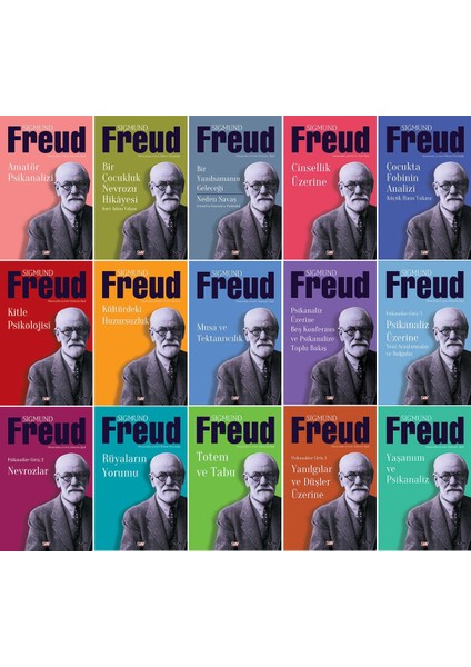 Sigmund Freud 15 Kitap Set / Yaşamım ve Psikanaliz - Kitle Psikolojisi - Cinsellik Üzerine - Nevrozlar - Psikanaliz