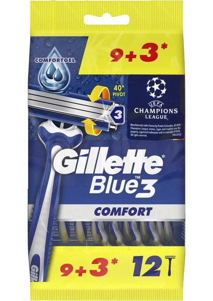 Blue3 Comfort Tıraş Bıçağı 9+3'lü Poşet Şampiyonlar Ligi Paketi 7702018490608 Tıraş Bıçağı