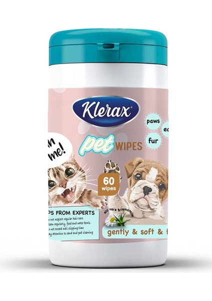 Pet Wipes Evcil Hayvanlar Için Temizlik Mendili 60 Yaprak