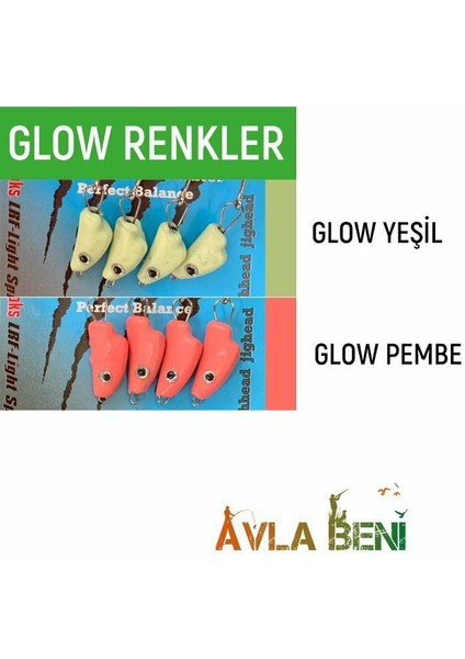 Balık Kafa Uv ve Glow Jig Head Yeşil Uv-7 G.-14 No.