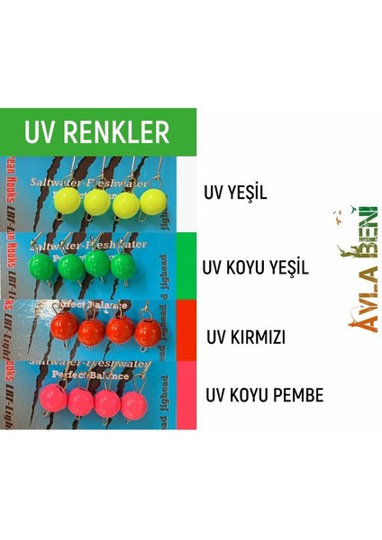 Düz Uv ve Glow Jig Head Yeşil Uv-3.5 G.-12 No.