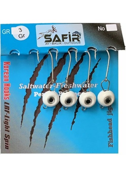 Balık Göz Uv ve Glow Jig Head Mavi-2,5 Gram-8 No.