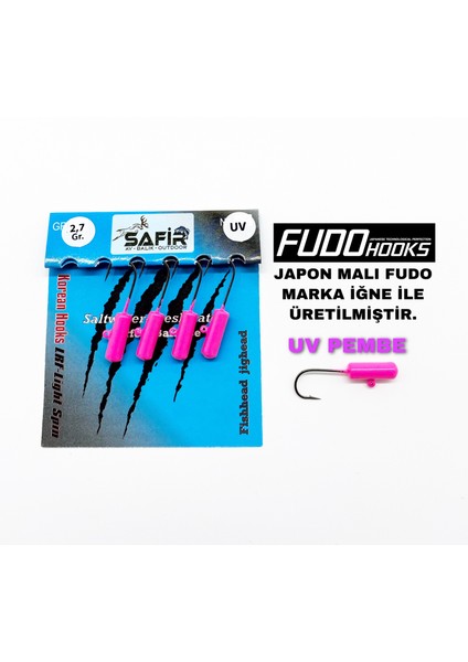 Rocket Plus Uv ve Glow Jig Head (Japon Fudo Iğne) Uv Sarı-2,7 G. - 6 No. Iğne