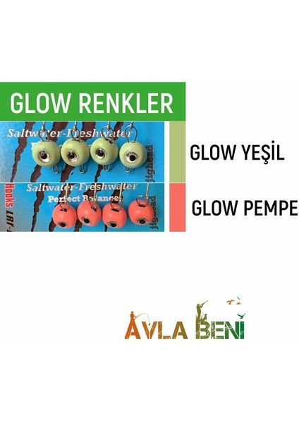 Balık Göz Uv ve Glow Jig Head Yeşil Glow-7 Gram-12 No.