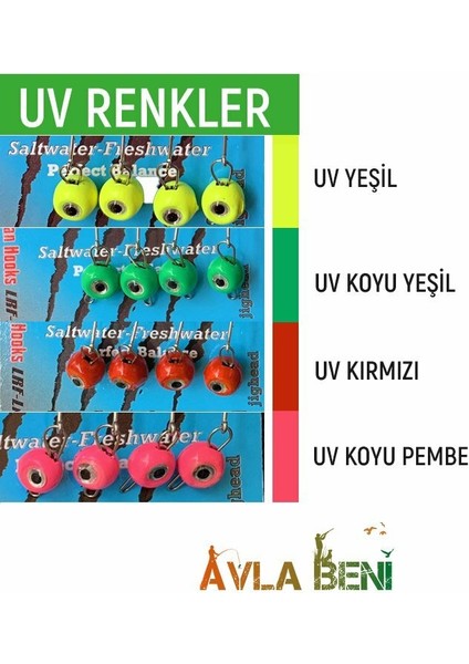 Balık Göz Uv ve Glow Jig Head Uv Yeşil-2,5 Gram-12 No.