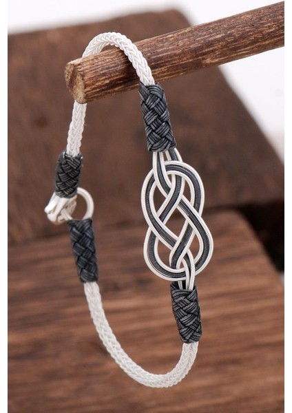 Kazaziye El Sarması Oksitli Gümüş Bileklik