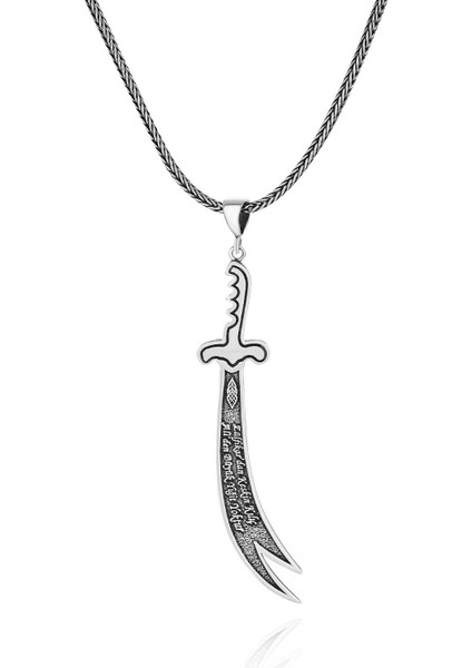 Zülfikar Hz.ali Sözü Kılınç 60 cm 925 Gümüş Kolye