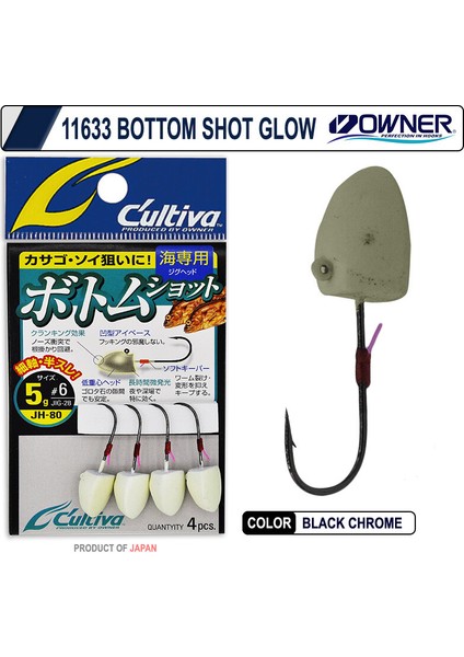 Cultiva 11633 Jh-80 Bottom Shot Glow Lrf Jighead 7 G. - 4 No.