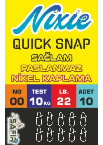 Nixie Quick Snap (Sahte Balık Klipsi) 00 No. - 10 Kg.