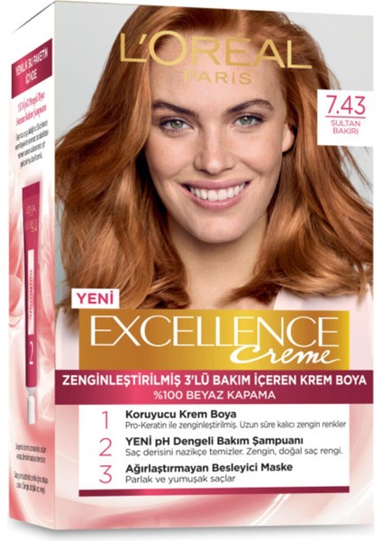 Loreal Paris L'oreal Excellence Creme Saç Boyası - 7.43 Sultan Bakırı Kategori: Saç Boyası