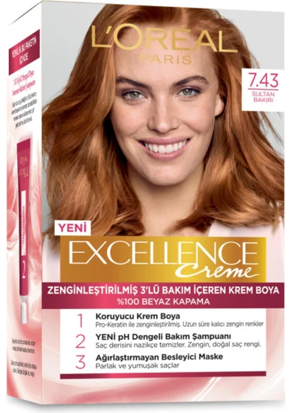 L'Oréal Paris Loreal Paris L'oreal Excellence Creme Saç Boyası - 7.43 Sultan Bakırı Kategori: Saç Boyası