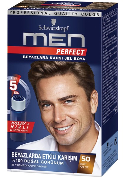 Men Perfect Erkek Saç Boyası 50 Açık Kahve Saç Boyası