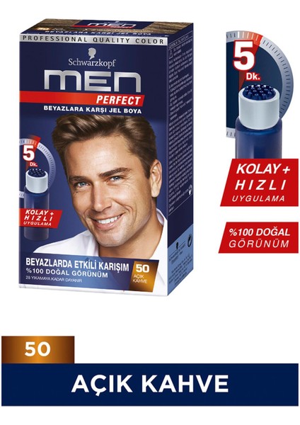 Men Perfect Erkek Saç Boyası 50 Açık Kahve Saç Boyası