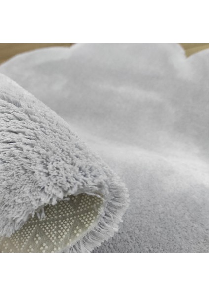 Açık Gri Yonca Peluş Halı Dekoratif Oda Halısı Kaymaz Taban Pofuduk fırsatları