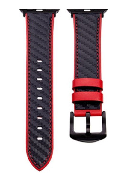 Apple Izle 7 41MM Için Karbon Fiber Dokusu Kordon Band Kırmızı