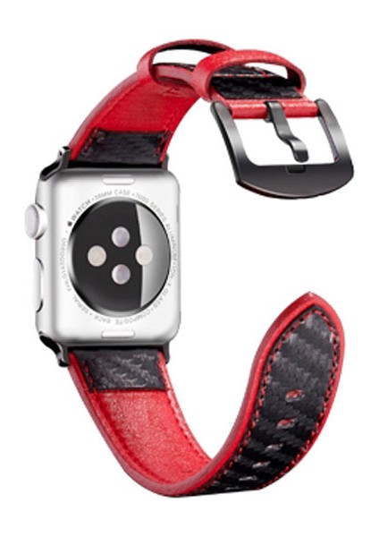 Apple Izle 7 41MM Için Karbon Fiber Dokusu Kordon Band Kırmızı