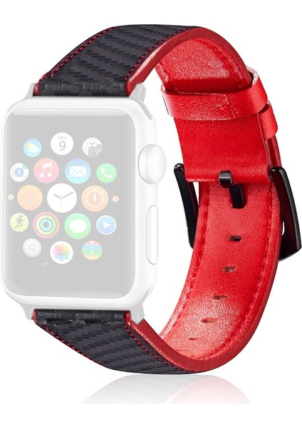 Apple Izle 7 41MM Için Karbon Fiber Dokusu Kordon Band Kırmızı