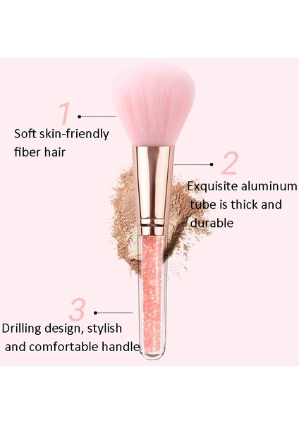 10'u Bir Arada Pembe Kristal Şeffaf Saplı Makyaj Fırçası Seti Pembe
