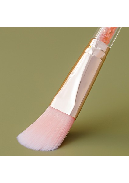 10'u Bir Arada Pembe Kristal Şeffaf Saplı Makyaj Fırçası Seti Pembe