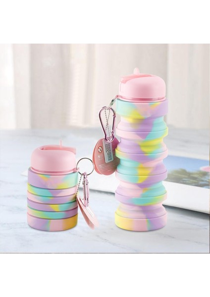 350ML Silikon Katlanır Su Kupası Gökkuşağı