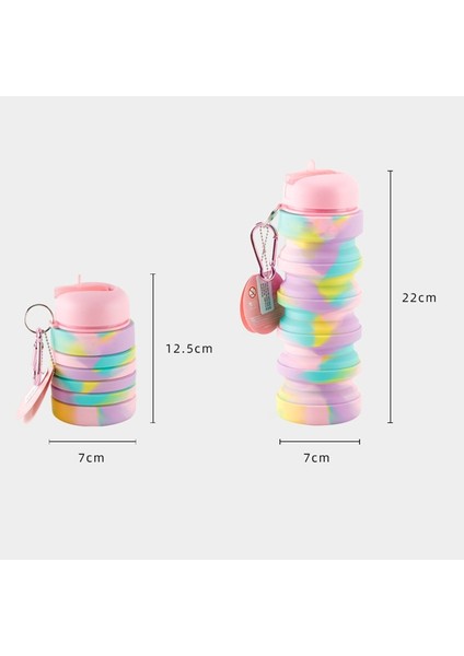 350ML Silikon Katlanır Su Kupası Gökkuşağı