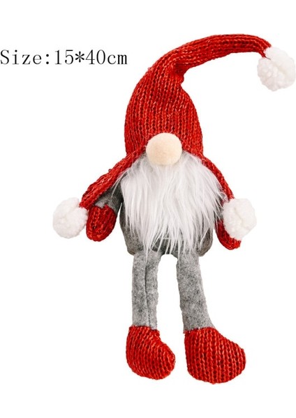 2 Adet Yeni Yıl Noel Cüceler Elf Doll-P-Uzun Kırmızı Şapka