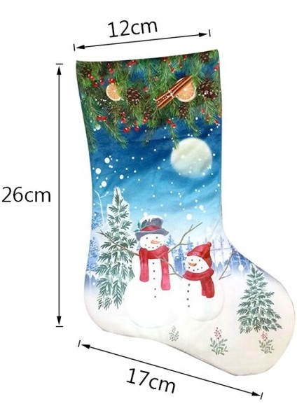 1 Adet Yeni Noel Süsleri Kalın Çorap-Mavi