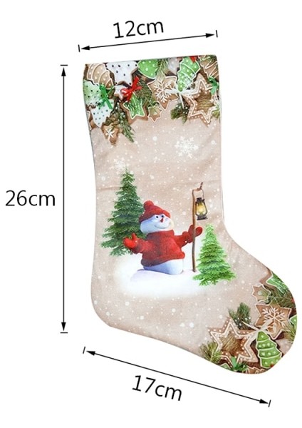 1 Adet Yeni Noel Süsleri Kalın Çorap-Kahverengi
