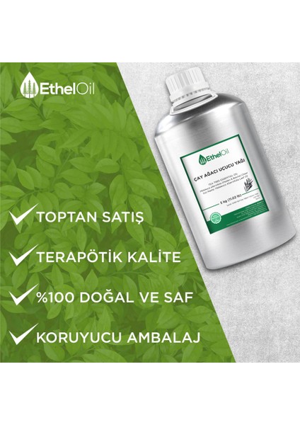 Çay Ağacı Uçucu Yağı - Etheloil - 5 kg - %100 Saf ve Doğal Uçucu Yağ - Üretici Firma, Yüksek Kalite, Toptan Satış - Tea Tree Essential Oil - Melaleuca Alternifolia (Maiden & Betche) Cheel