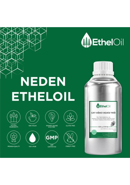 Çay Ağacı Uçucu Yağı - Etheloil - 500 gr - %100 Saf ve Doğal Uçucu Yağ - Üretici Firma, Yüksek Kalite, Toptan Satış - Tea Tree Essential Oil - Melaleuca Alternifolia (Maiden & Betche) Cheel indirimleri
