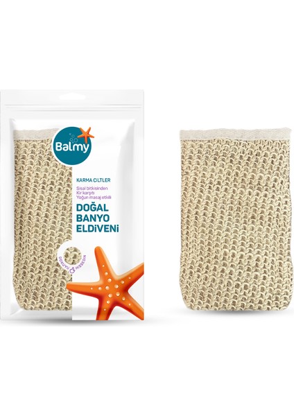 Doğal Banyo Eldiveni Sisal ve Pamuk Malzemeden Üretilmiş 1 Adet Yoğun Masaj Etkili