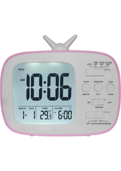 G179 Retro Tv Öğrenci Elektronik Saat Pembe (Yurt Dışından)
