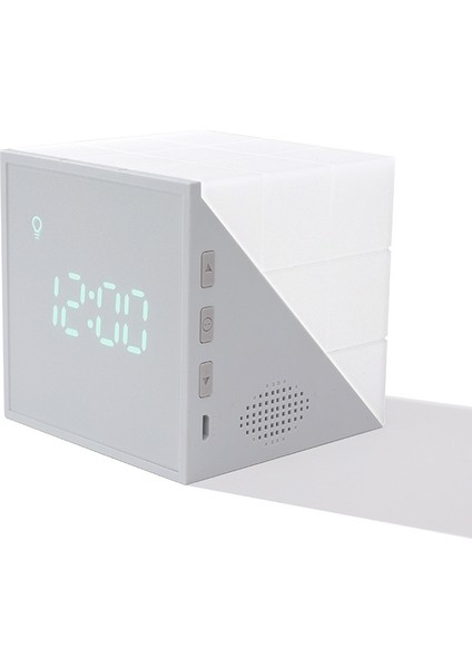 LED Gece Lambası ile Küp Çalar Saat USB Şarj Gri (Yurt Dışından)