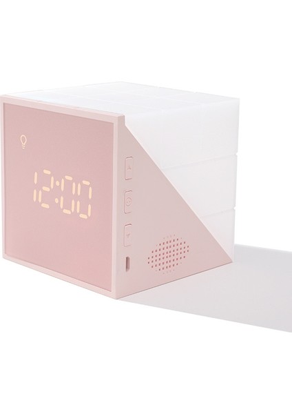 LED Gece Lambası ile Küp Çalar Saat USB Şarj Pembe (Yurt Dışından)