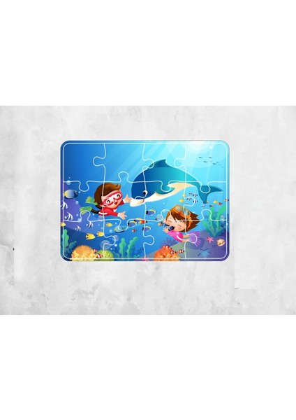 Deniz Hayvanları 12 Parça Çocuk Ahşap Puzzle