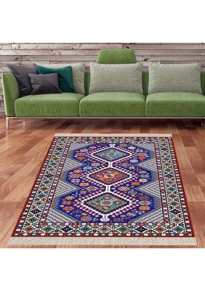 Kilim Desenli Dijital Baskı Yıkanabilir Kaymaz Taban Leke Tutmaz Etnik Salon Halısı ve Yolluk