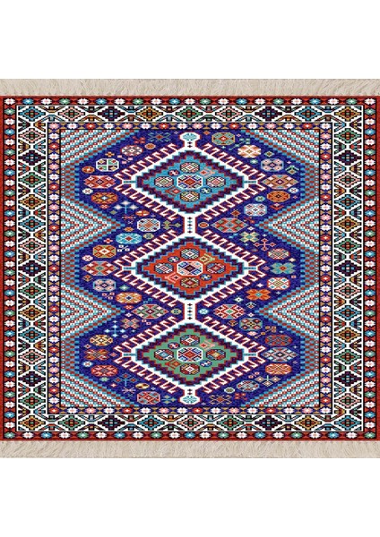 Kilim Desenli Dijital Baskı Yıkanabilir Kaymaz Taban Leke Tutmaz Etnik Salon Halısı ve Yolluk