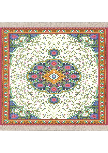 Osmanlı Desenli Göbekli Dijital Baskı Yıkanabilir Kaymaz Taban Etnik Kilim Desen Salon Halısı