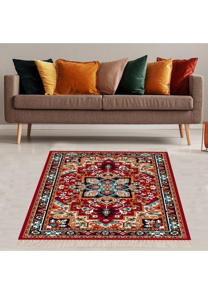 Kilim Desenli Renkli Dijital Baskı Yıkanabilir Kaymaz Taban Leke Tutmaz Etnik Şark Halısı ve Yolluk