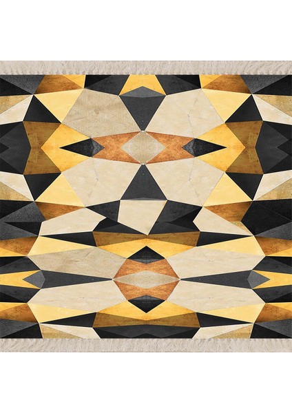 Geometrik Taş Desenli Renk Bloklu Yıkanabilir Kaymaz Taban Leke Tutmaz Modern Salon Halısı ve Yolluk