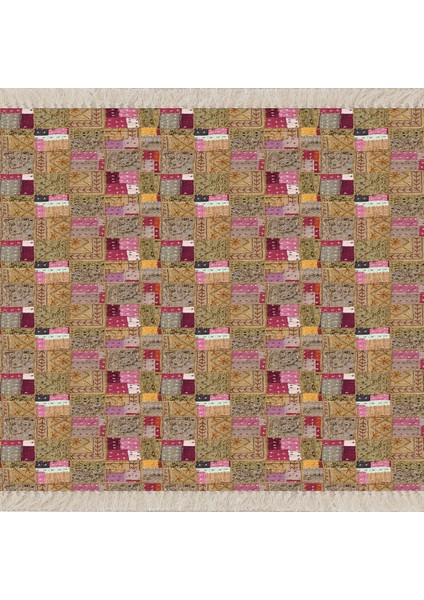 Patchwork Kilim Desenli Dijital Baskı Yıkanabilir Kaymaz Taban Etnik Salon Halısı ve Yolluk