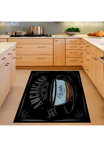Americano Kitchen Dijital Baskılı Kaymaz Taban Yıkanabilir Leke Tutmaz Kitchen Mutfak Halısı