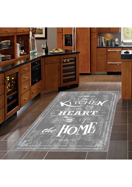 Kitchen Desenli Dijital Baskılı Kaymaz Taban Yıkanabilir Leke Tutmaz Mutfak Halısı