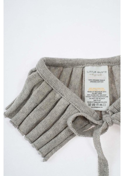 Pileli Örgü Yaka Gri Organik Pamuk modelleri