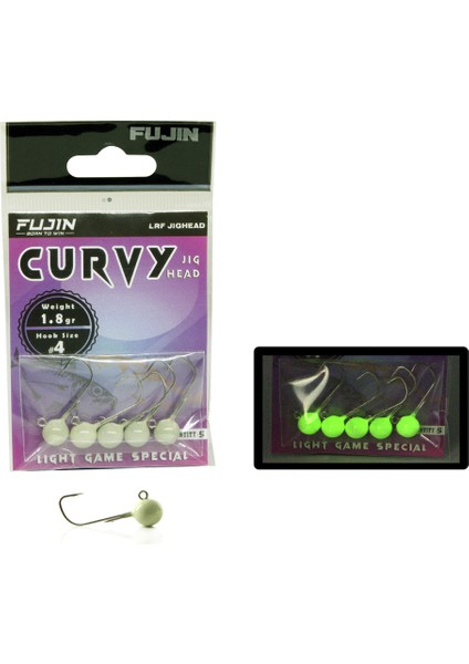 FujinCurvy Glow Jig Head 1,8 G. - 4 No.