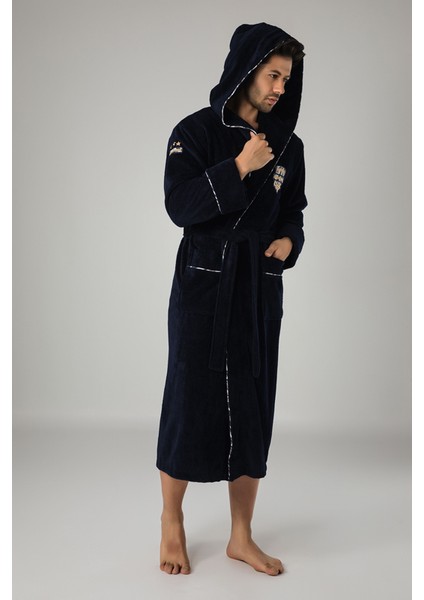 Commander Nakışlı Bambu Cotton Erkek Bornozu